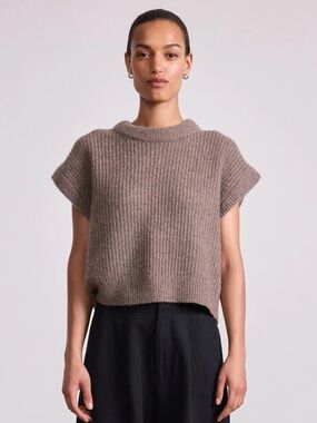 Apiece Apart Softest Oliva Vest Cashmere Silk Knit Hazelnut, XS/S